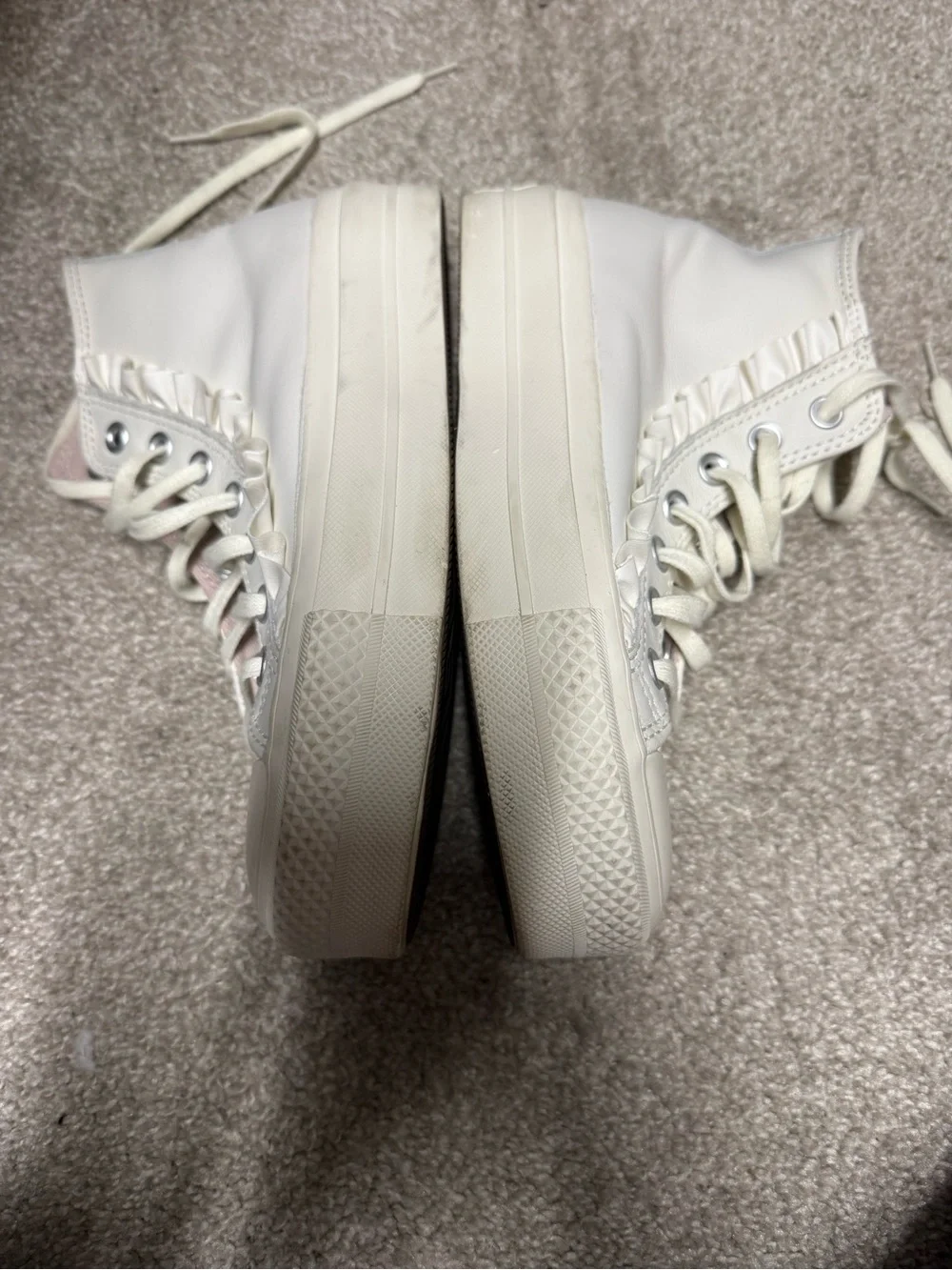 Converse Lift White High-Top Sneakers with Ruffles